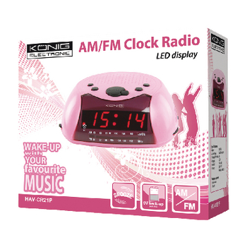 HAV-CR21P Wekkerradio fm / am roze Verpakking foto